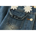 Crianças calças de brim de inverno appliqued flores jaquetas meninas jeans de alta qualidade outfit outono moda jeans casacos atacado